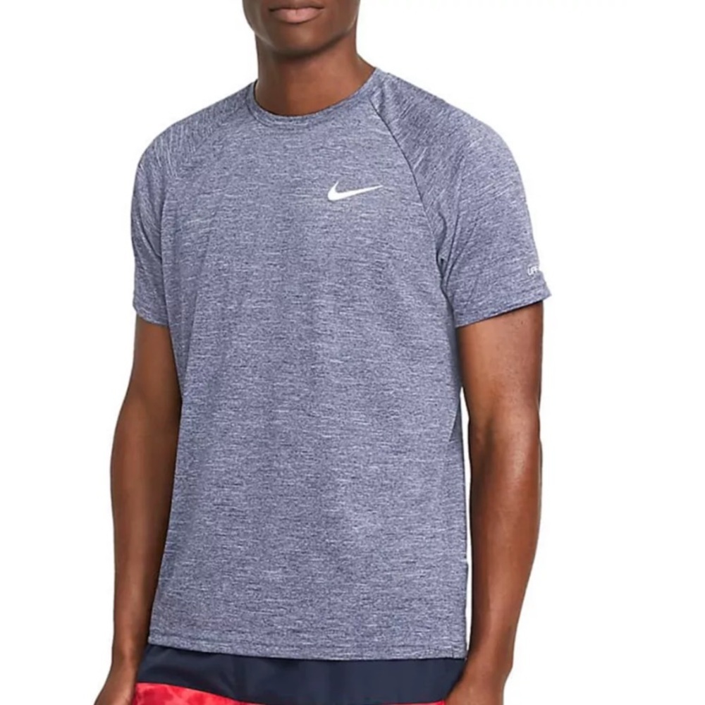 NikeSwim Mens Heathered Midnighy Navy Short Sleeve Tee sz XL Beach Casual Summer